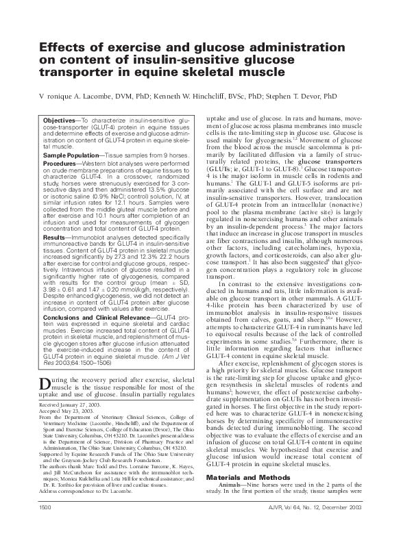 (PDF) Effects of exercise and glucose administration on content of ...