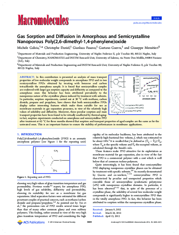 (PDF) Gas Sorption and Diffusion in Amorphous and Semicrystalline ...
