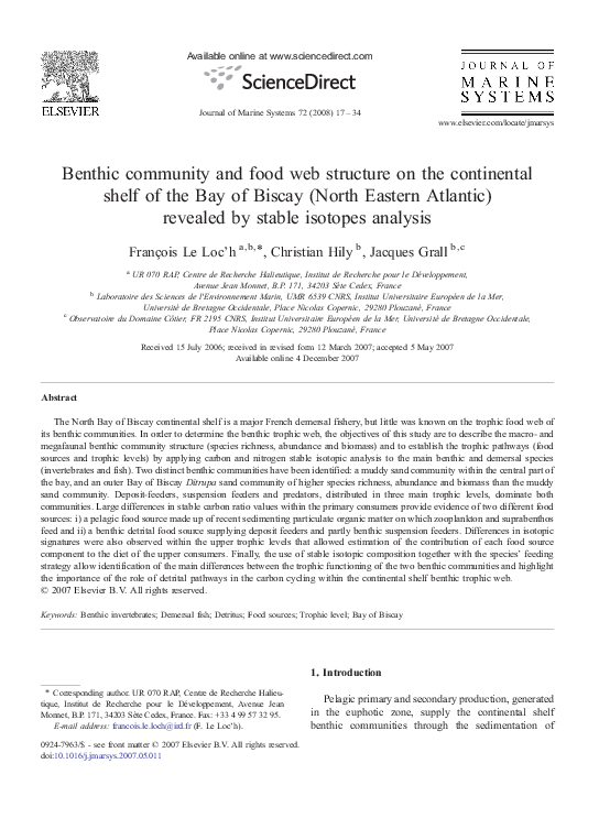 (PDF) Benthic community and food web structure on the continental shelf