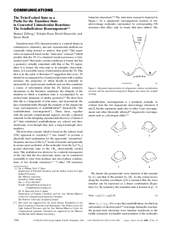 (PDF) The Twin-Excited State as a Probe for the Transition State in ...