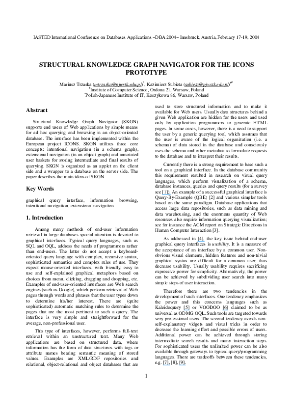 (PDF) Structural Knowledge Graph Navigator for the Icons Prototype