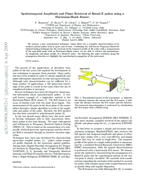 (PDF) Spatiotemporal Amplitude and Phase Retrieval of Bessel-X pulses ...