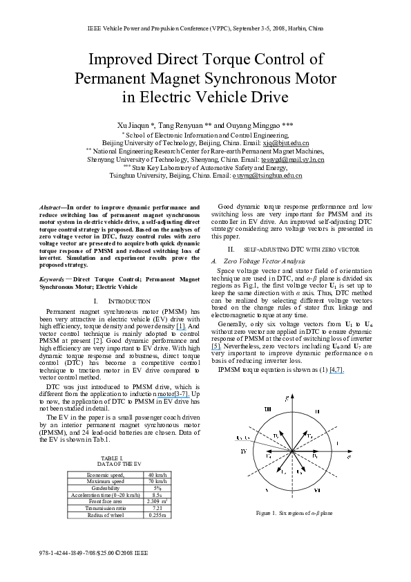 (PDF) Improved direct torque control of permanent magnet synchronous ...