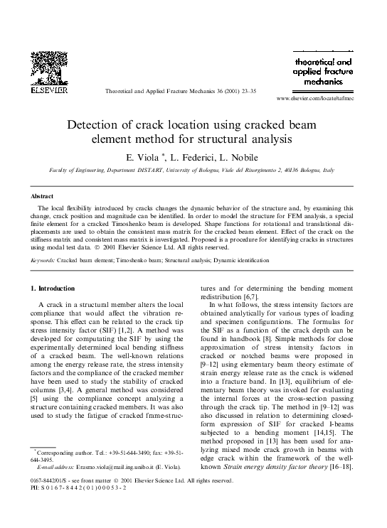 (PDF) Detection of crack location using cracked beam element method for ...