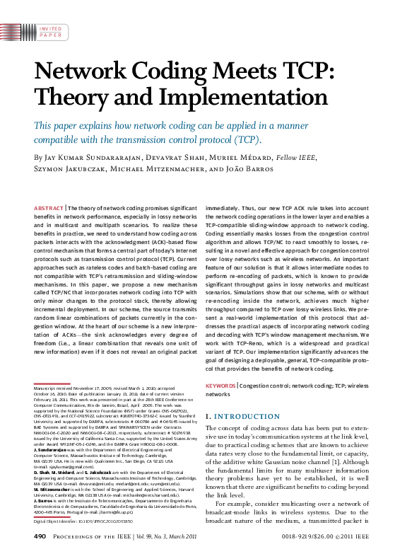 (PDF) Network Coding Meets TCP: Theory and Implementation