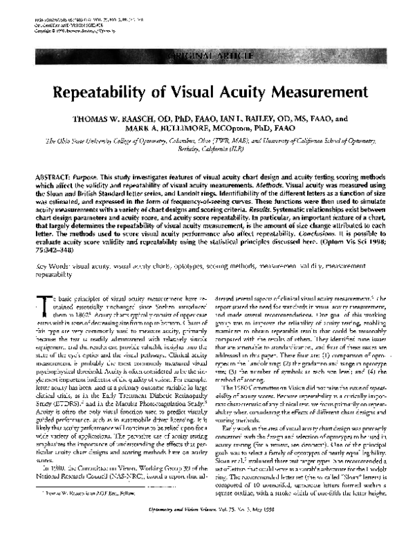 (PDF) Repeatability of Visual Acuity Measurement