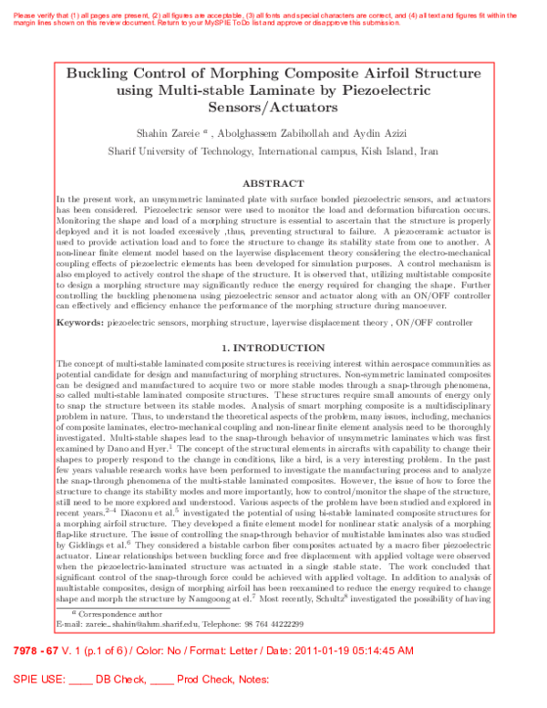 (PDF) Buckling control of morphing composite airfoil structure using ...