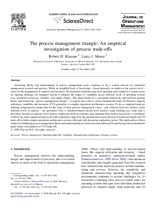 (PDF) The process management triangle: An empirical investigation of ...