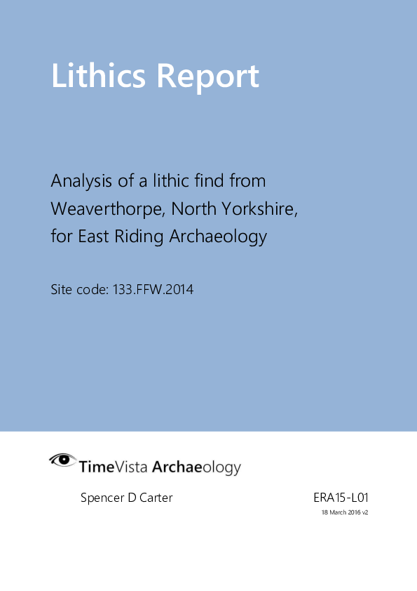(PDF) Lithics Report | Analysis of a lithic find from Weaverthorpe ...