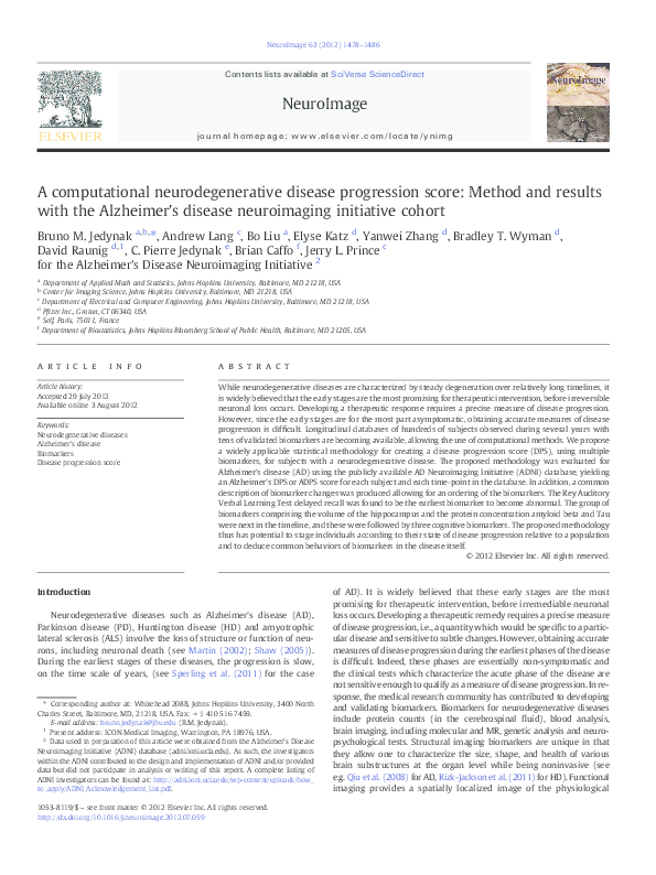 (PDF) A computational neurodegenerative disease progression score ...