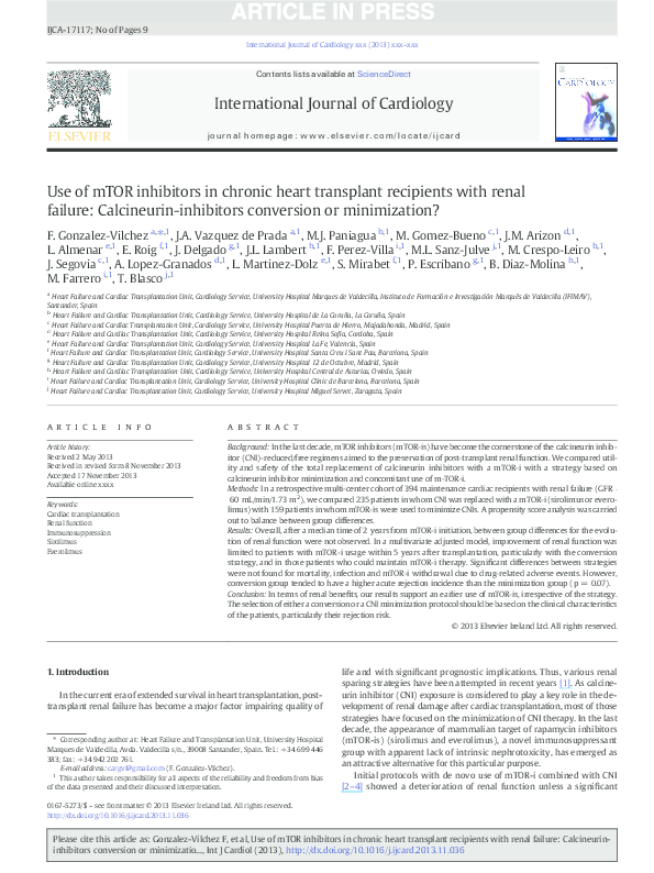 (PDF) Use of mTOR inhibitors in chronic heart transplant recipients ...