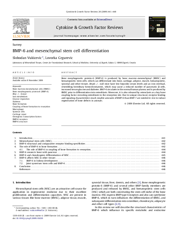 (PDF) BMP-6 and mesenchymal stem cell differentiation