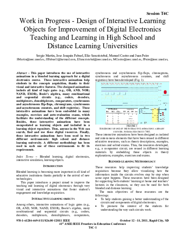 (PDF) Work in progress — Design of interactive learning objects for ...