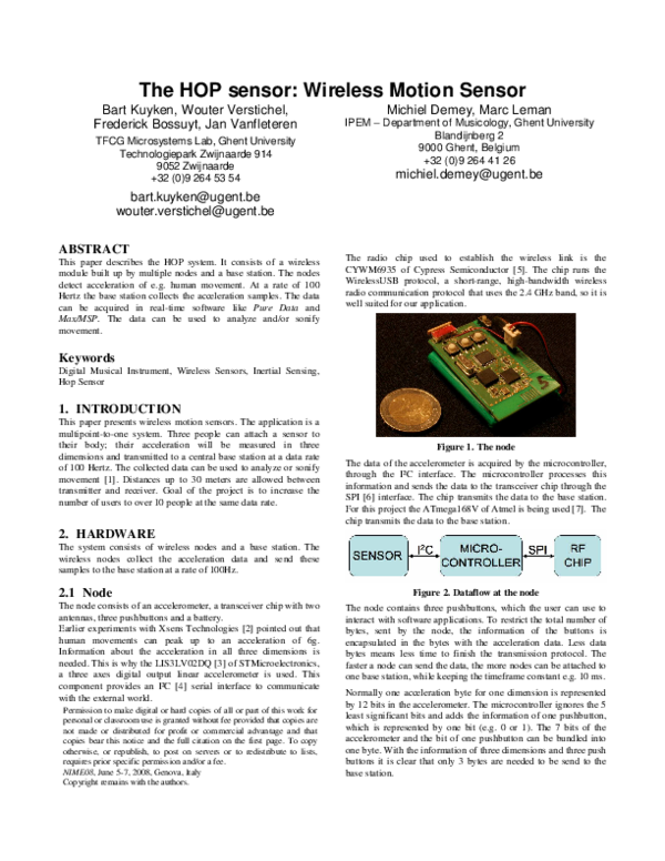 (PDF) The HOP Sensor : Wireless Motion Sensor