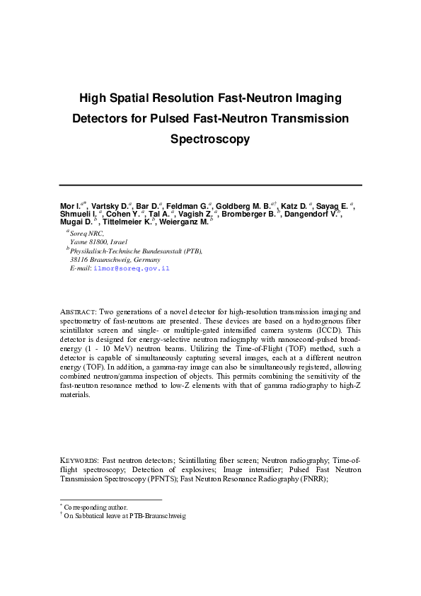 (PDF) High spatial resolution fast-neutron imaging detectors for Pulsed ...