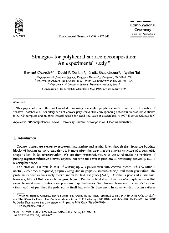 (PDF) Strategies for polyhedral surface decomposition: An experimental ...