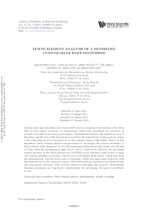(PDF) Finite Element Analysis of a Retrieved Custom-Made Knee Prosthesis