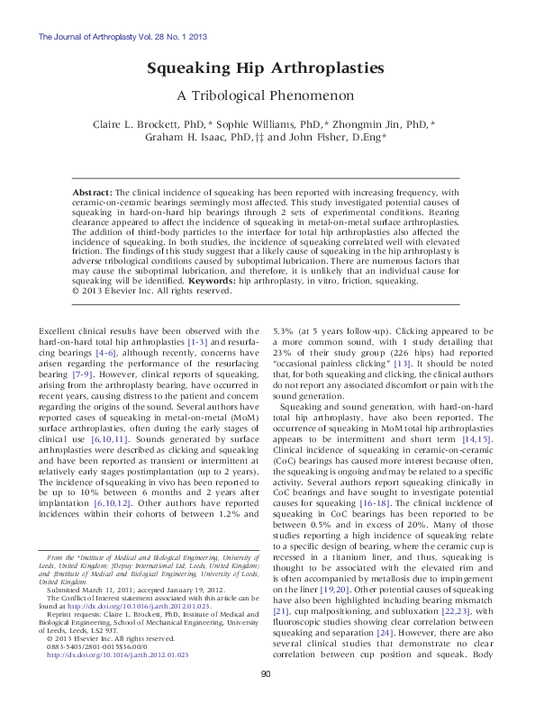 (PDF) Squeaking Hip Arthroplasties Zhongmin Jin Academia.edu