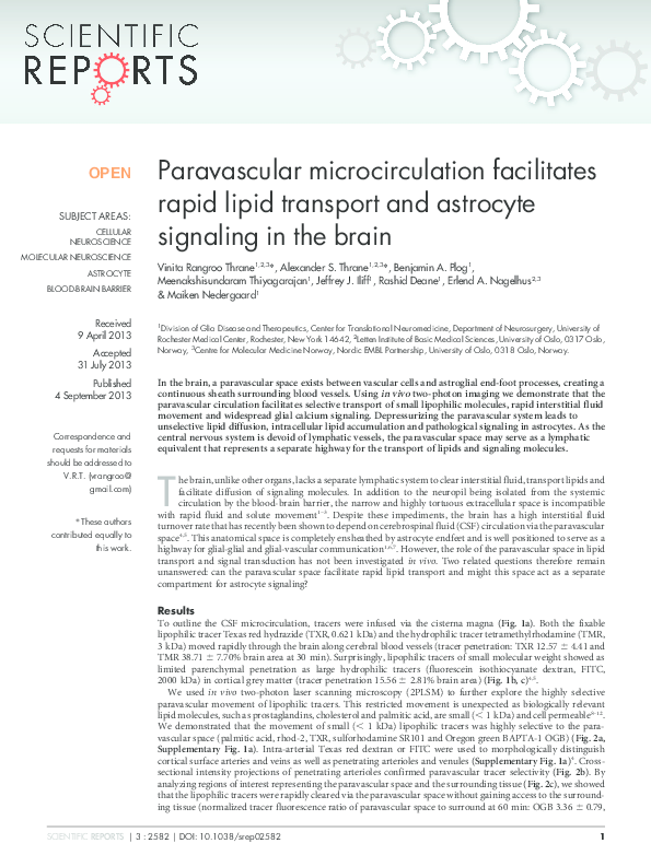 (PDF) Paravascular microcirculation facilitates rapid lipid transport ...