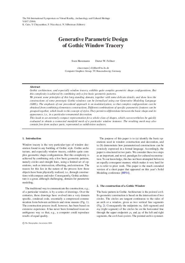 (PDF) Generative parametric design of Gothic window tracery