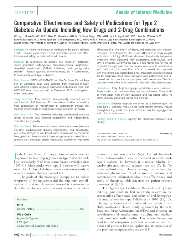 (PDF) Comparative Effectiveness and Safety of Medications for Type 2 ...