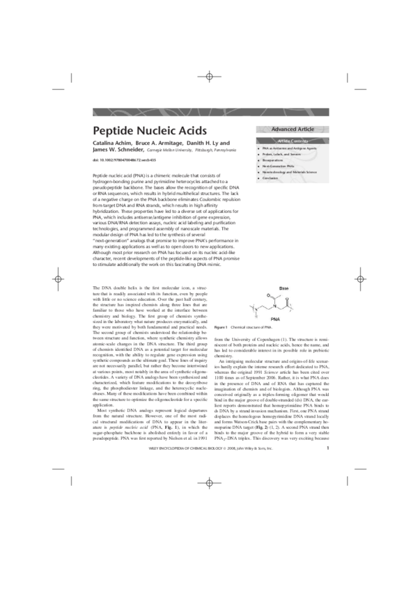 (PDF) Peptide Nucleic Acids (PNAs)