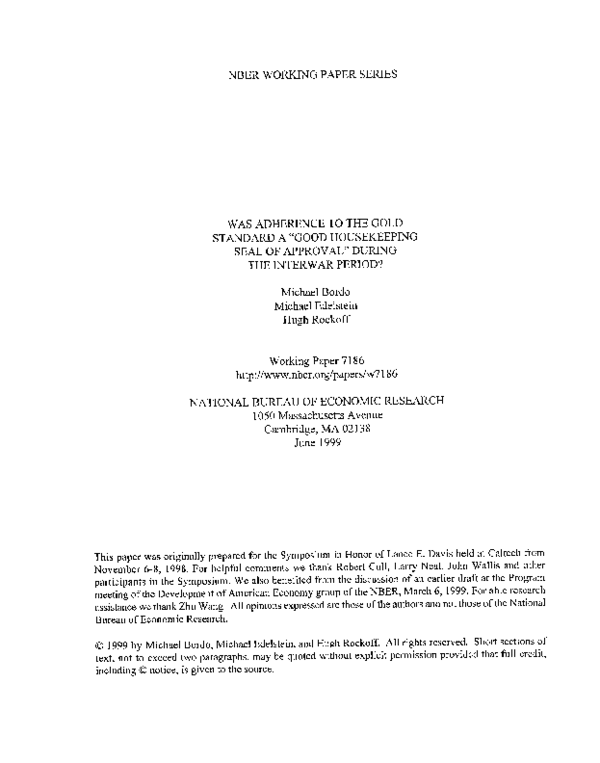 (PDF) Was Adherence to the Gold Standard a Good Housekeeping Seal of Approval During the