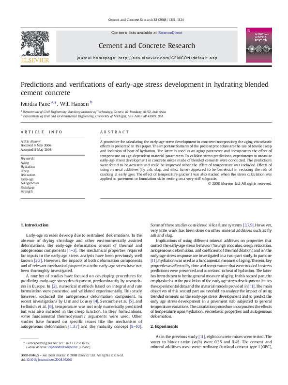 (PDF) Predictions and verifications of early-age stress development in ...