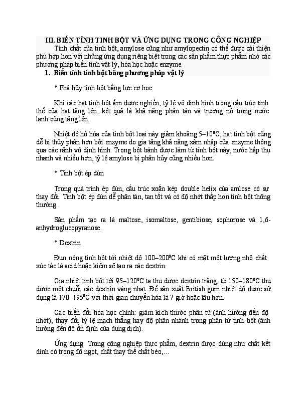 First page of “các tính năng công nghệ của tinh bột”