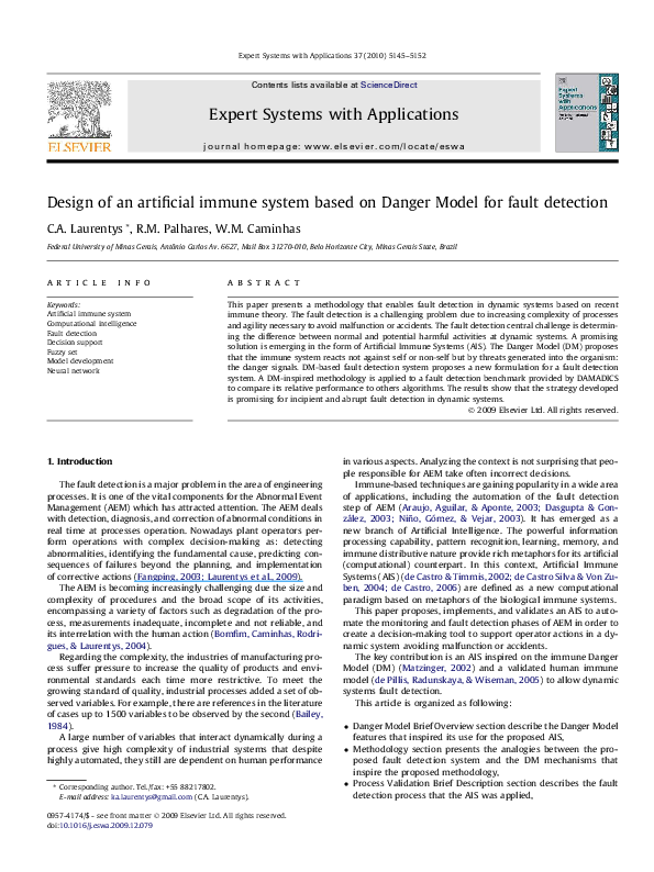(PDF) Design of an artificial immune system based on Danger Model for ...