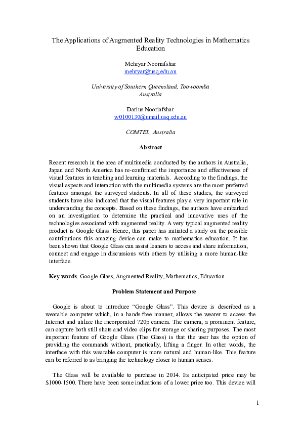 (PDF) The applications of augmented reality technologies in mathematics ...
