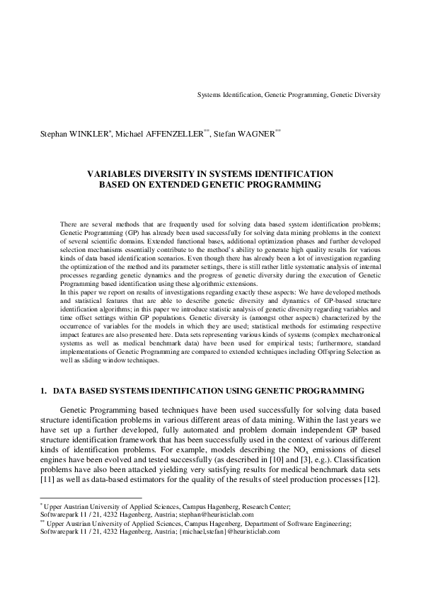 (PDF) Variables diversity in systems identification based on extended ...