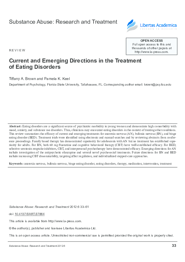 (PDF) Current and Emerging Directions in the Treatment of Eating Disorders