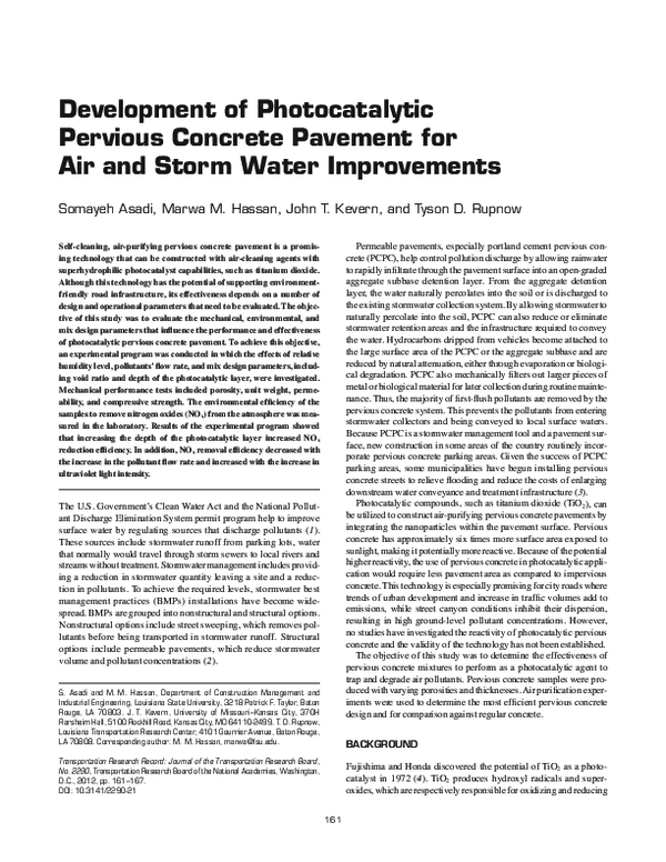 (PDF) Development of Photocatalytic Pervious Concrete Pavement for Air ...