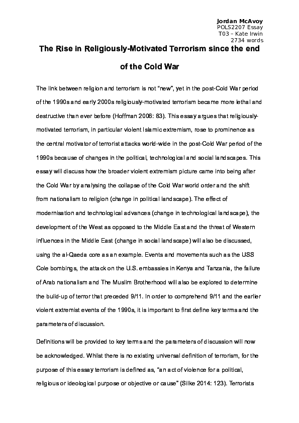 doc the rise in religiously motivated terrorism since the essay on terrorism