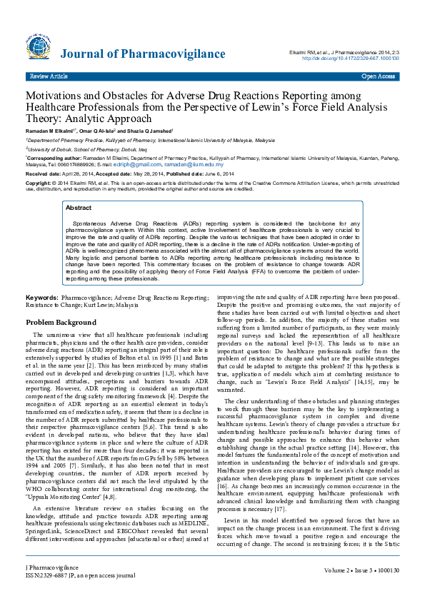(PDF) Motivations and Obstacles for Adverse Drug Reactions Reporting ...