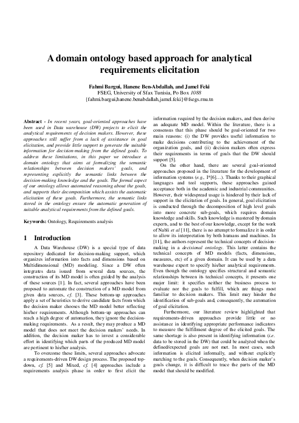 (PDF) A domain ontology based approach for analytical requirements ...
