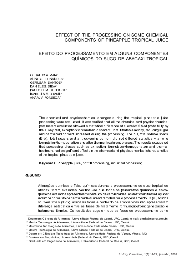 (PDF) Effect of the Processing on Some Chemical Components of Pineapple ...