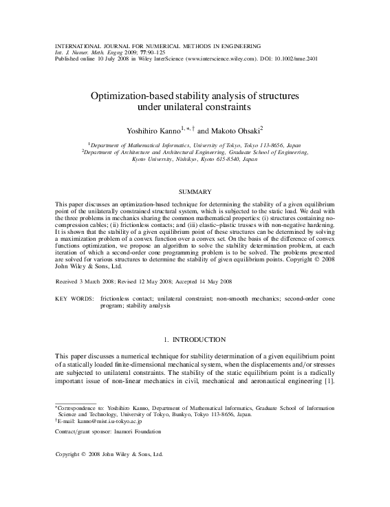 (PDF) Optimization-based stability analysis of structures under ...