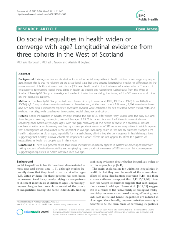 (PDF) Do social inequalities in health widen or converge with age ...
