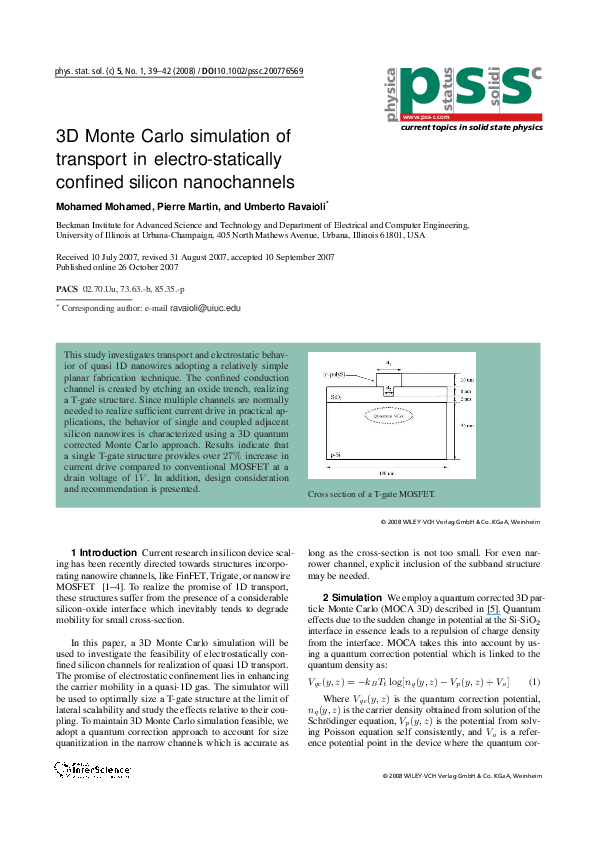 (PDF) 3D Monte Carlo simulation of transport in electro-statically ...