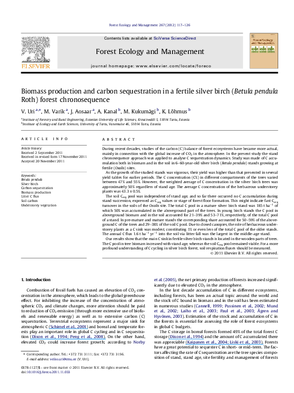 (PDF) Biomass production and carbon sequestration in different tree ...