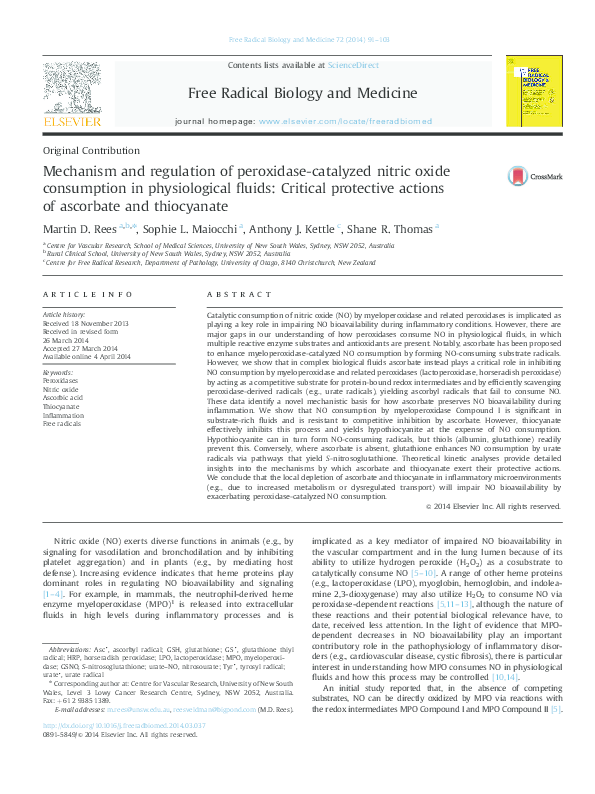 (PDF) Mechanism and regulation of peroxidase-catalyzed nitric oxide ...
