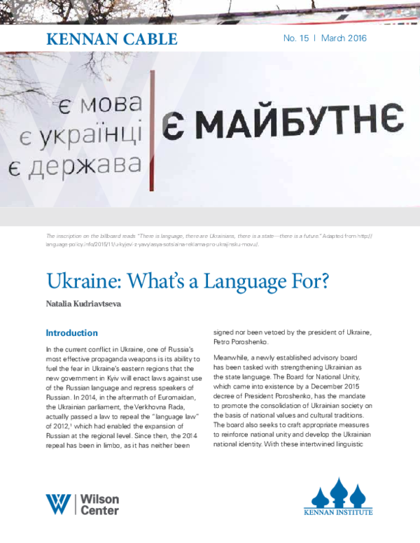 (PDF) Ukraine: What's a Language For?