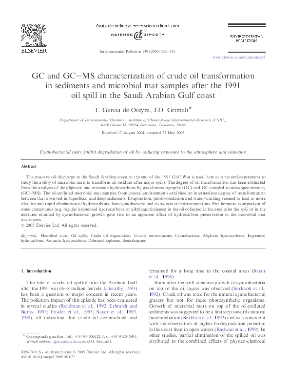 (PDF) GC and GC–MS characterization of crude oil transformation in ...