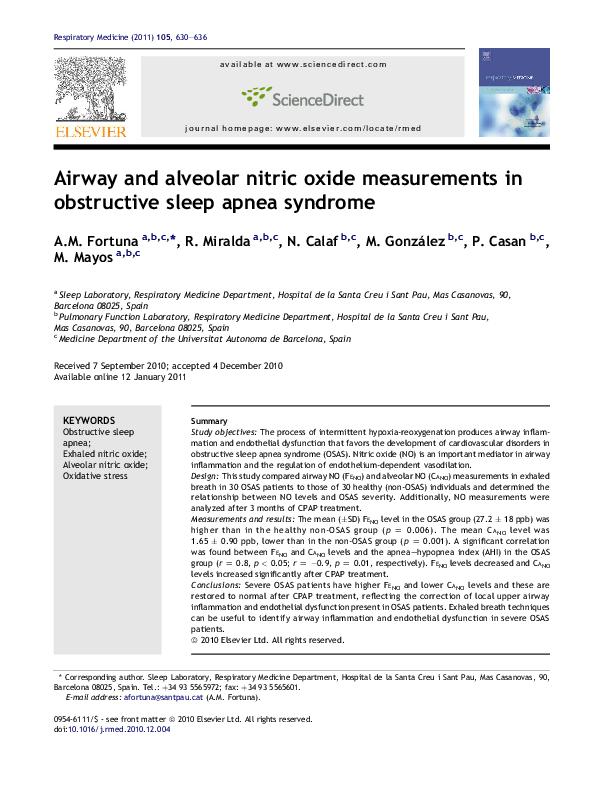 (PDF) Airway and alveolar nitric oxide measurements in obstructive
