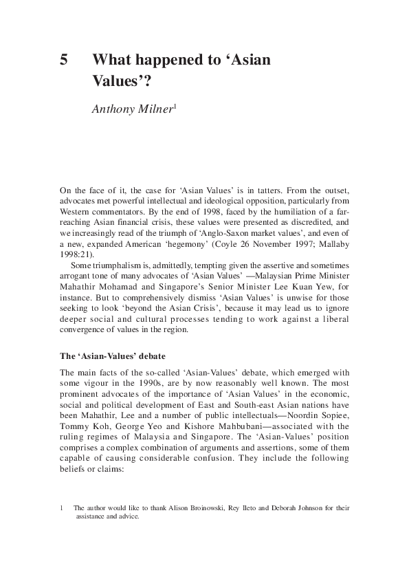 (PDF) What's happened to 'Asian Values' (What Happened to 'Asian Values ...