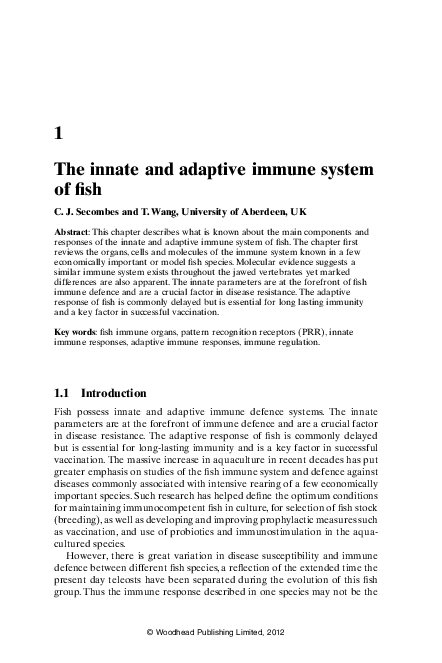 (PDF) The innate and adaptive immune system of fish