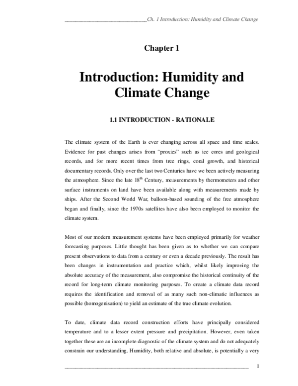 (PDF) Introduction: Humidity and Climate Change