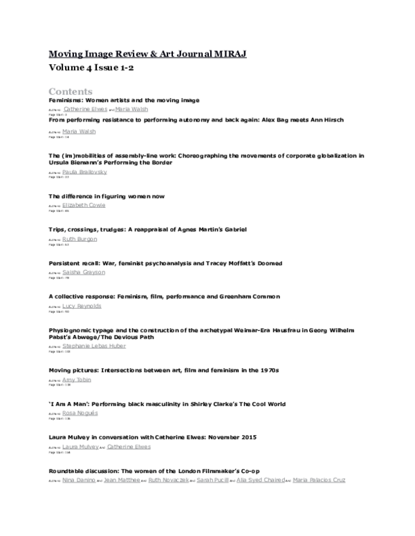 (DOC) MIRAJ (Moving Image Review & Art Journal) Feminisms special issue Maria Walsh Academia.edu